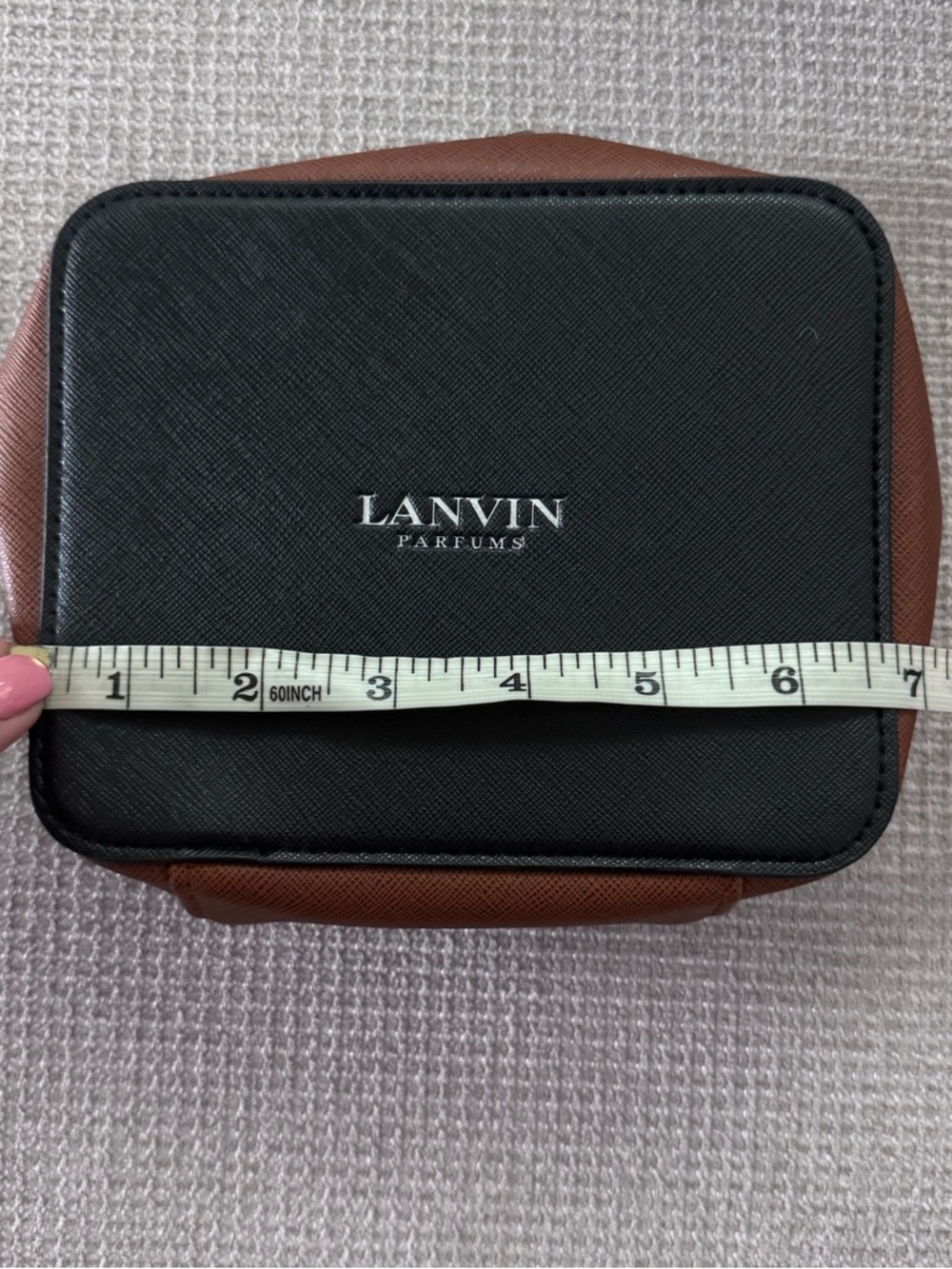 Lanvin Black and Brown Saffiano Toiletry Pouch